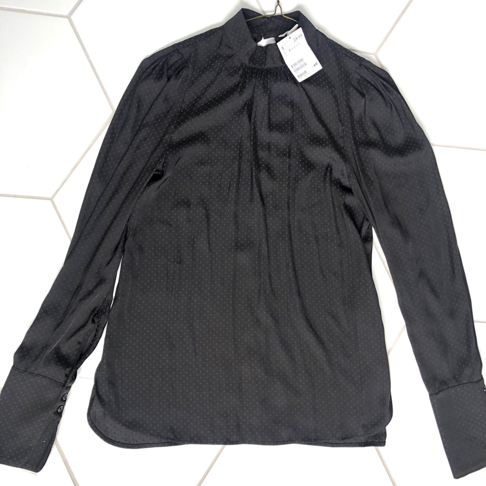 NEW H&M Polka Dot Black Blouse